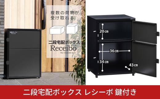 二段宅配ボックス レシーボ 鍵付き 戸建住宅用 防雨 防水 屋外 要組立 日本製 TR2-4568(BK/AGY) [グリーンライフ]【030S107】