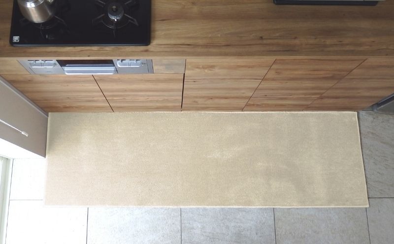 diw0281 北欧風キッチンマット ラグマットタイプ 65×225cm ノーマル型 アッシュベージュ 抗菌防臭 SEK 織人しきもの屋工房