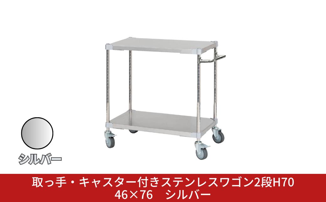 
            取っ手・キャスター付きステンレスワゴン2段H70 46×76 シルバー PROFACE プロフェイス 冷蔵 冷凍 クリーン 組立式 燕三条製 【272S002】
          