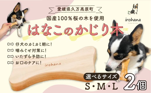 犬用 かじり木 【2個】 Sサイズ はなこのかじり木 ｜ 国産天然木 無塗装 小型犬 中型犬 大型犬対応デンタルケア 甘噛み対策 久万高原町産