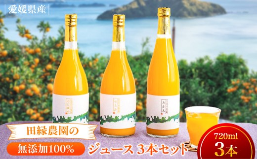 【愛媛県産】田縁農園の無添加100%ジュース 3本セット（720ml×3本/みかん1、せとか1、不知火1） ストレート果汁100％ 【 ふるさと納税 人気 おすすめ ランキング ジュース みかんジュース オレンジジュース ミカン みかん オレンジ フルーツジュース フルーツ 果物 詰合せ 贈り物 贈答 ギフト 愛媛県 伊方町 送料無料 】 IKTA007