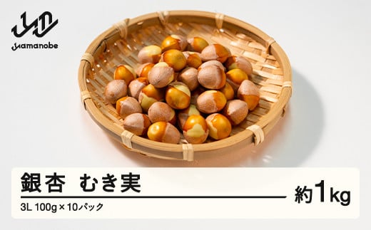 ≪先行予約≫2025年 山形県産 銀杏 むき実 3L 約1kg（100g×10パック） 2025年10月中旬から順次発送 ぎんなん おつまみ 真空パック 個包装 小分け 秋 野菜 F20A-929