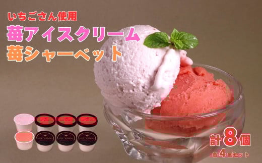 ＜先行予約受付中・令和8年5月初旬以降順次発送＞苺好きが夢中！プレミアム苺アイスクリーム&シャーベット 計8個セット［A13736］