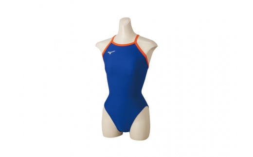 ミズノ　㉗競泳練習水着EXER SUITS（ウィメンズミディアムカット）ブルー×オレンジ　サイズ：Ｍ