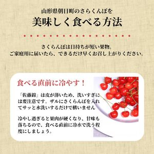 ＜先行予約＞さくらんぼ 佐藤錦 秀品 L 500g 【2026年6月下旬頃発送】 山形県 朝日町産 農産物 フルーツ 山形産 バラ詰め サクランボ 高級 果物 初夏