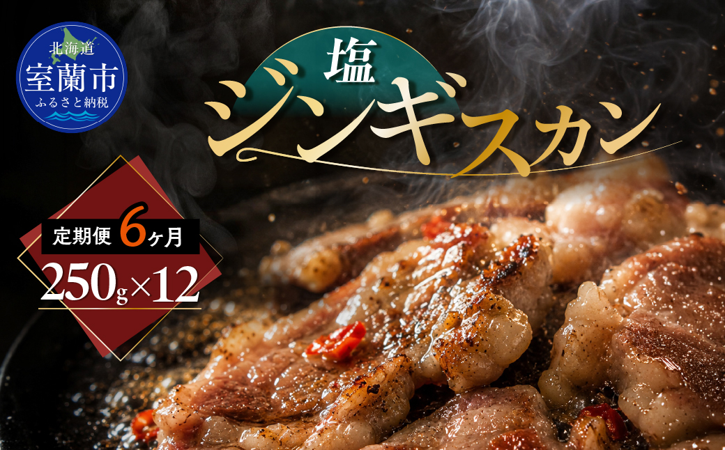 【6ヶ月定期便】塩ジンギスカン250g×12 MROA239 ６回 １２パック