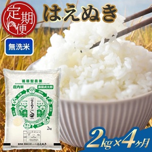 SE0500　【4回定期便】令和7年産 ［無洗米］はえぬき　2kg×4回(計8kg)