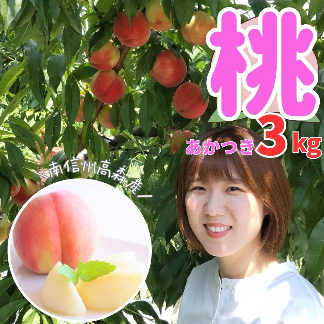 
            桃 あかつき 3kg（7～10個）＜2026年7月下旬より発送＞ 長野県 信州 南信州 高森町 農家直送 果物 くだもの もも モモ 旬 旬の果物 旬の桃 完熟収穫 ともの谷農園
          