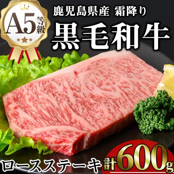 鹿児島県産 A5等級 黒毛和牛 霜降り ロース ステーキ(計600g)【KNOT】 A633-v01
