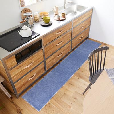 ふるさと納税 和泉市 【45×60cm】洗え 吸水性もある キッチンマット (ソリッディー) カラー:ブルー |  | 01