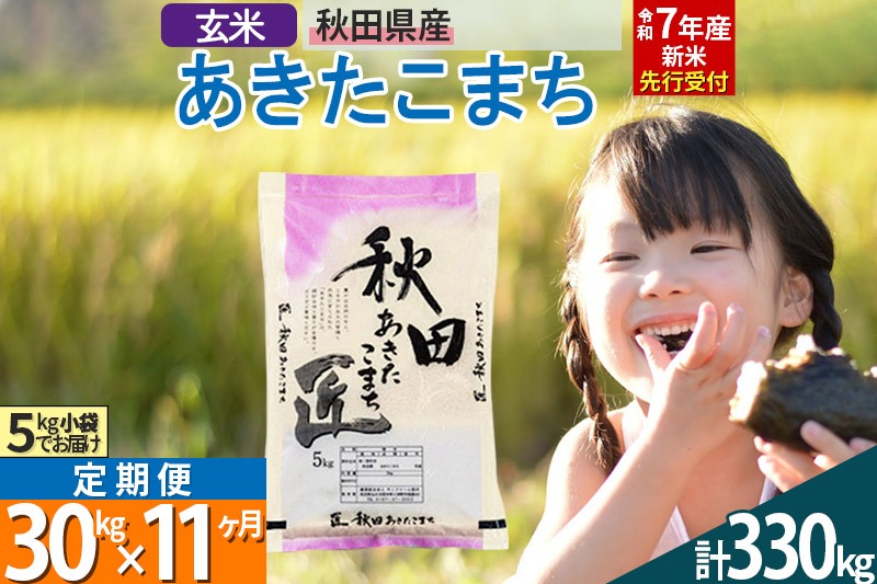 【玄米】＜令和7年産 新米予約＞ 《定期便11ヶ月》秋田県産 あきたこまち 30kg (5kg×6袋)×11回 30キロ お米【お届け周期調整 隔月お届けも可】 新米|02_snk-021011s