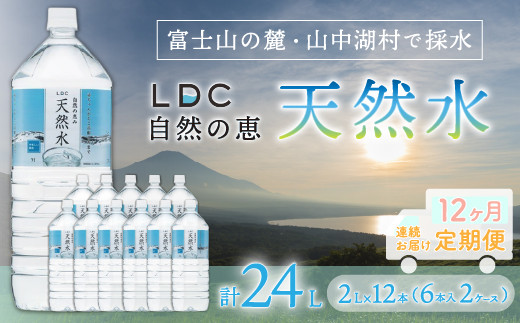 
【12カ月定期便】自然の恵み天然水　2L×12本（6本入り2ケース）　計24L　を12カ月連続でお届け　※沖縄・離島配送不可
