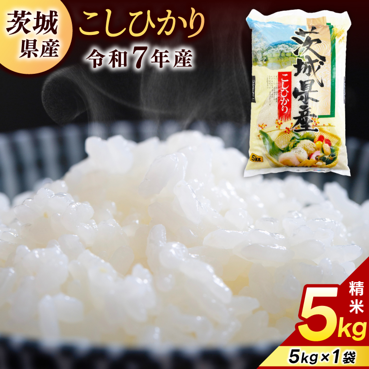 コシヒカリ 5kg (5kg × 1袋)【令和7年産】米 精米 白米 こしひかり 茨城県 鹿嶋市 国産 送料無料 お米 ごはん おにぎり 冷めても 美味しい 粘り うまみ 厳選 出荷直前精米 ツヤ かおり うまい（KY-19）