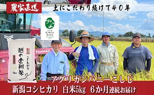 
                  J8-7C056B【6ヶ月連続お届け】新潟県長岡産コシヒカリ5kg【「小さな生き物たちと育むお米」認証品】
                