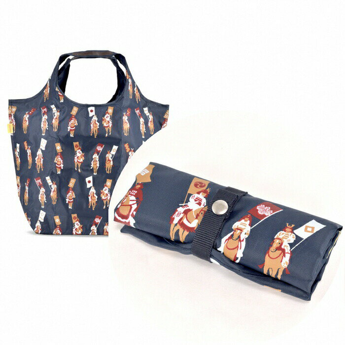 【ふるさと納税】 オリジナルエコバッグ 相馬野馬追柄 (ネイビー) 黒潮海苔店 | 大容量 コンパクト 折りたたみ トートバッグ エコバッグ ショッピングバッグ マイバッグ 買い物袋 軽量 持ち運び 丈夫 おしゃれ ギフト プレゼント エコ雑貨 動物柄 福島 南相馬