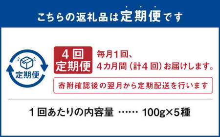 【4ヶ月定期便】世界のコーヒー豆詰め合わせ 500g (100g×5種) コーヒー 珈琲 豆 セット