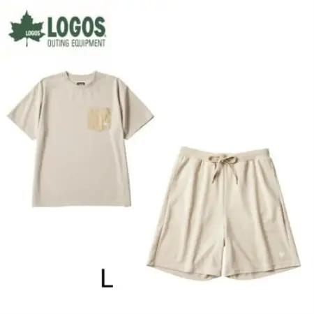 LBL リカバリーウエア 夏用上下セット　Lサイズ　リカバリーショーツ+Tシャツ ベージュ【1732213】