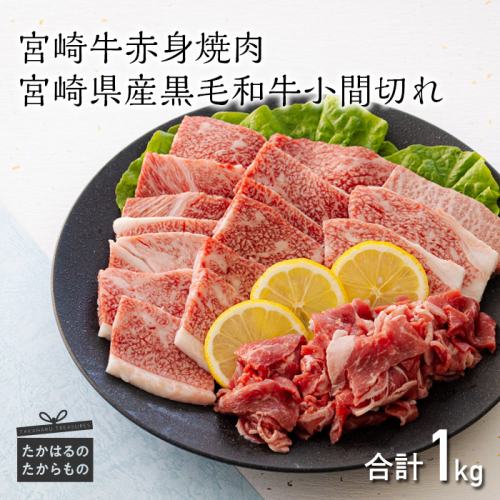 宮崎牛赤身肉の焼肉(ウデまたはモモ)800g＆黒毛和牛小間切れ 200g ワンストップオンライン対応 TF0545-P00043