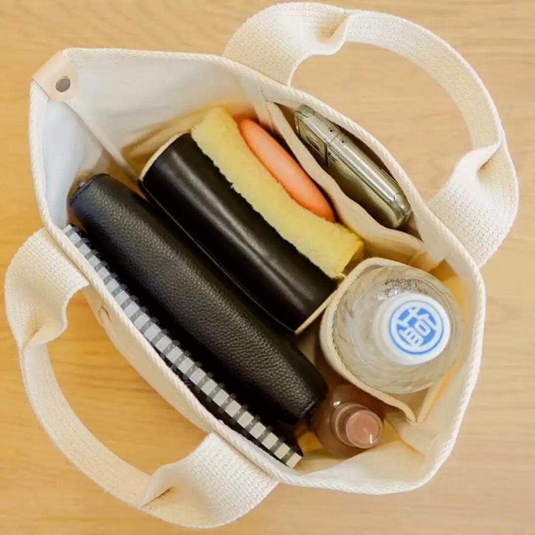 オリジナルミニトートバッグ 17cm × 19cm × 16cm 帆布 トートバック 無地 ドリンクホルダー ポッケ付きトートバック シンプル 丈夫 [+salt (プラスソルト)] 【011S079