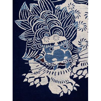 ふるさと納税 竹田市 藍型染タペストリー【唐獅子】 |  | 01