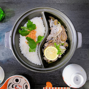 ご飯も一緒に炊ける わが家の土鍋 TWINS ガス専用【HAPPYわんこ柄/黒】【WG802WTW】【1453715】