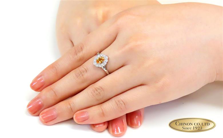 プラチナ インペリアルトパーズ ダイヤモンド リング　【ジュエリー 指輪】