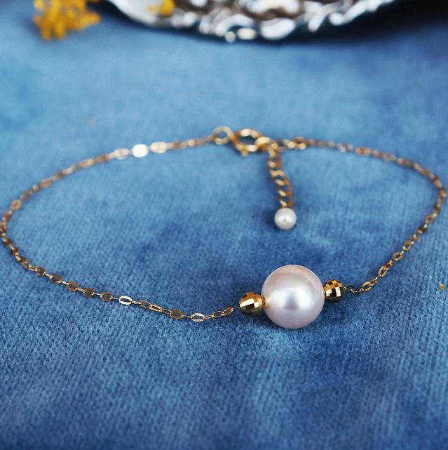志摩産 アコヤ真珠 1粒真珠ブレスレット シンプル大人スタイル / ブレスレット 18金 真珠 伊勢志摩 志摩 アクセサリー ギフト パール 母の日 ホワイトデー クリスマス 〔050-115〕