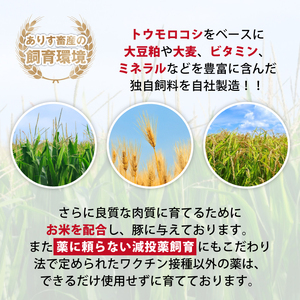 国産 四元豚 焼肉 セット 真空パック 総量 1500g ／ ありすぽーく 豚 肉 豚肉 ロース 豚ロース バラ 豚バラ モモ 豚モモ 各 500g ５００ｇ 3種類 ３種類 総量 1.5kg １５０