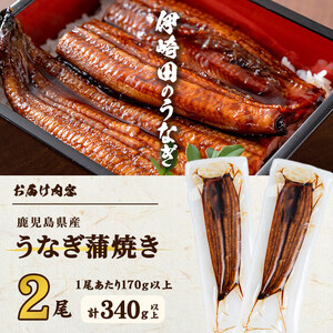 【ギフト対応】【数量限定】鹿児島県産 伊崎田のうなぎ蒲焼 大＜170g以上＞× 2尾(計340g以上) 鰻 うなぎ ウナギ 蒲焼き 2尾 国産 九州産 鹿児島県産 冷凍 おつまみ 鰻重 うな丼 ギフト