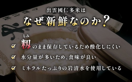 なぜ新鮮？①籾のまま保存しているため酸化しにくい②水分量が多いため、食味が良い③ミネラルたっぷりの岩清水を使用している