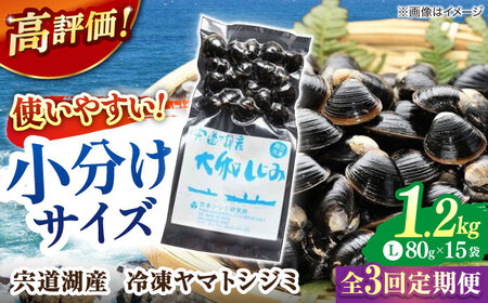 しじみ 【全3回定期便】生産量日本一！宍道湖産 ヤマトシジミLサイズ（真空冷凍） 80g×15袋 島根県松江市/有限会社日本シジミ研究所[ALBS006] しじみ しじみ