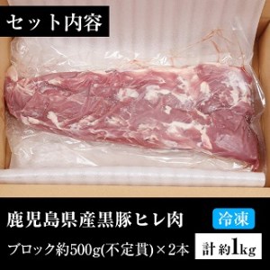 鹿児島県産黒豚ヒレブロック 2本 合計約1kg！ 黒豚ヒレ ヒレカツ ローストポーク【A-1426H】