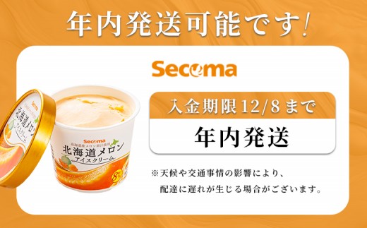 【定期便：3回】Secoma 北海道アイスクリーム3種食べ比べセット（バニラ・メロン・チョコレート）