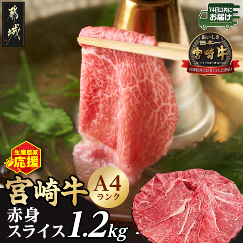 生産農家応援!宮崎牛赤身スライス1.2kg≪みやこんじょ快速便≫_18-26-002-1200g-R