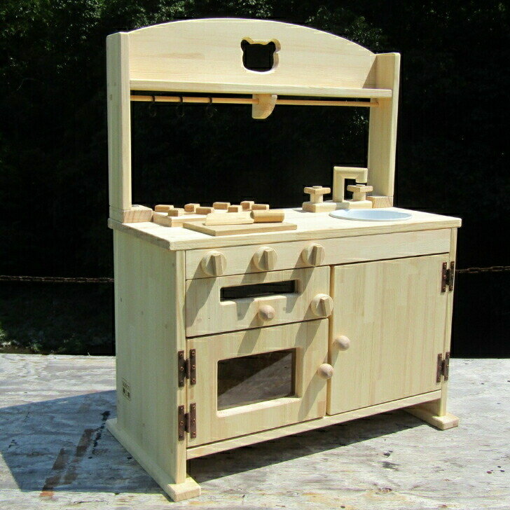 【寄附金額改定対象品】手作り木製「棚付き」ままごとキッチン 魚焼きグリル付き すかし入り GHK-R2 素材色 おままごと ままごと キッチン おもちゃ 木 木製 手づくり 手作り クリスマス