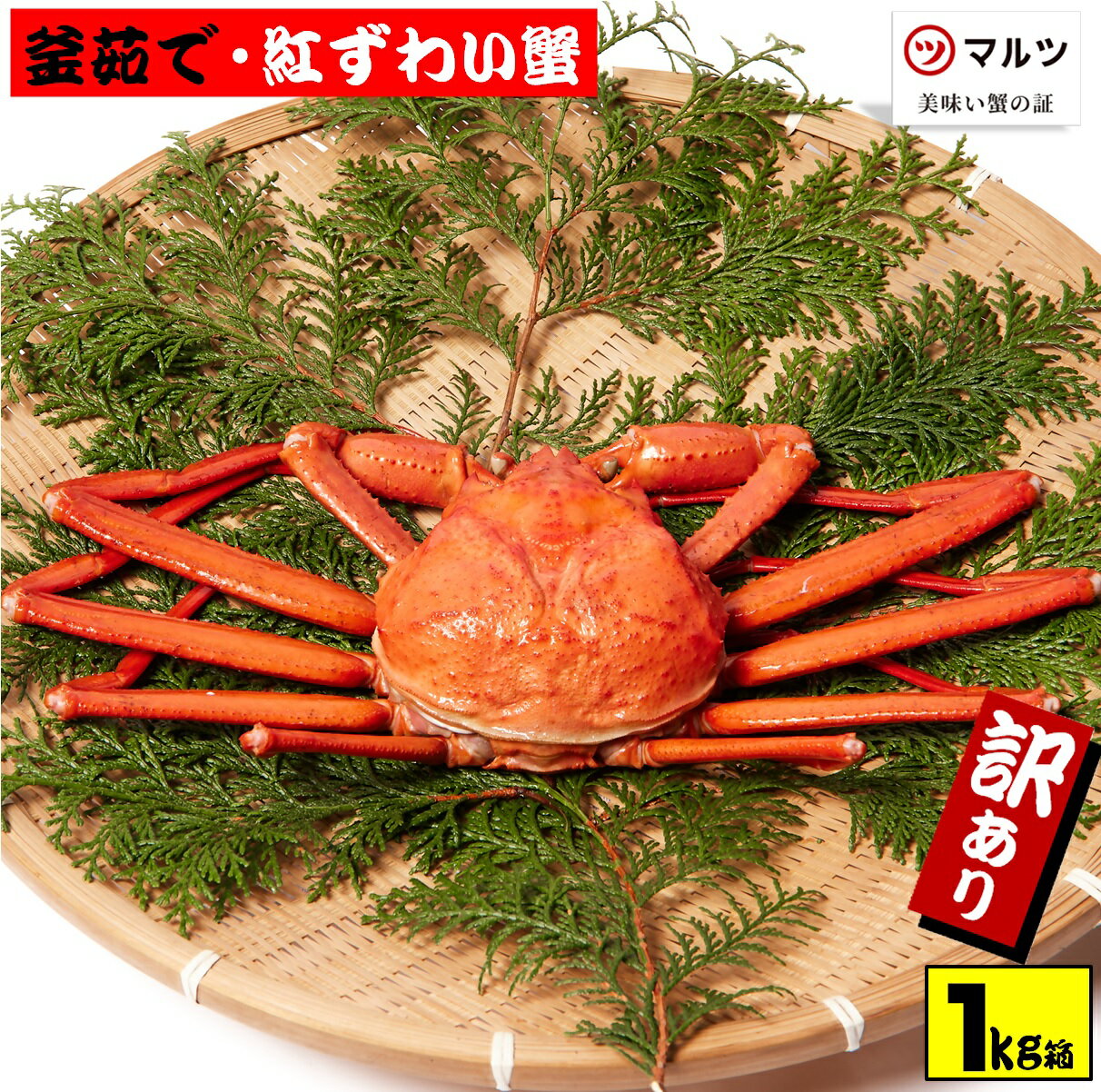 【ふるさと納税】 【訳あり】　蟹屋の釜茹で紅ずわい蟹1kg箱詰めセット（500g前後×2杯）冷蔵 境港産【25-023-004】株式会社マルツ 塩茹で ボイル済 かに カニ 蟹 紅ずわいがに 鍋 海鮮 鳥取県産 鳥取県 米子市 期間限定【R7年10月～R8年3月発送】