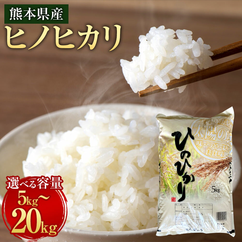 【ふるさと納税】【令和7年産】ヒノヒカリ ＜選べる内容量＞ 5kg×1袋 / 10kg×1袋 / 計15kg（5kg×3袋） / 計20kg（5kg×4袋） お米 米 こめ コメ 白米 精米 単一原料米 ごはん ご飯 熊本県産 国産 九州 熊本県 水上村 送料無料 【2026年9月下旬迄発送予定】