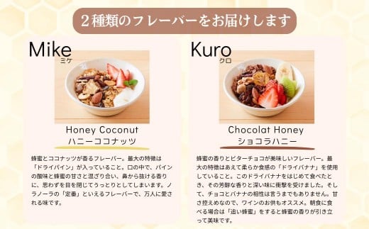 グラノーラ 無添加 国産はちみつ使用【ノラノーラ ミケ&クロ】 ココナッツ・ショコラ 食べ比べセット(90g×2) A-MT-A20A