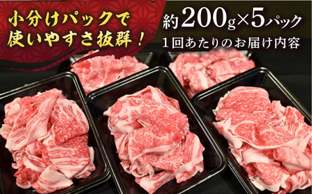 【6回定期便】【A4-A5】 長崎和牛 特選切り落とし 約1kg（200g×5パック） 長与町/meat shop FUKU[ECS019]