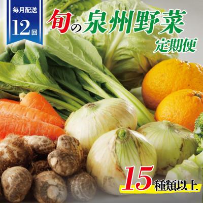ふるさと納税 泉佐野市 【毎月定期便】旬の泉州野菜 定期便 15種類以上 詰め合わせ 全12回 099Z189