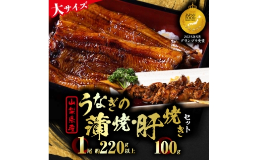 ＜大サイズ＞山梨県産富士山脈の地下水うなぎ蒲焼1尾220g以上+100g肝焼きセット_ うなぎ 国産 ウナギ 鰻 蒲焼 蒲焼き 肝焼き セット 山梨県 惣菜 土用 丑の日 うな丼 うな重 おかず おつまみ 簡単調理 養殖 冷凍 送料無料 【1566345】