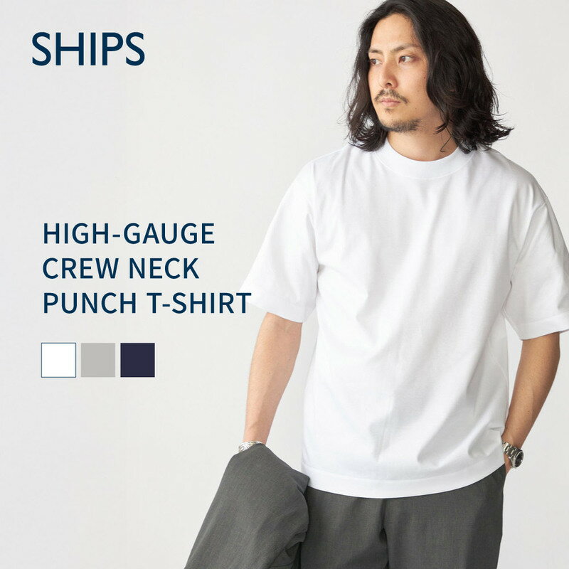 【ふるさと納税】【選べるカラーとサイズ】【SHIPS】ハイゲージクルーネックライトポンチTシャツ ホワイト ライトグレー ネイビー S M L XL サイズ F7Z-1628var