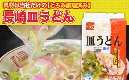 【全12回定期便】《具材付》長崎冷凍皿うどん (4食) ／ 長崎皿うどん 長崎 皿うどん さらうどん 麺 麺類 スープ 具付き 具材付き 小分け 簡単調理 グルメ 冷凍 ひふみ 長崎市
