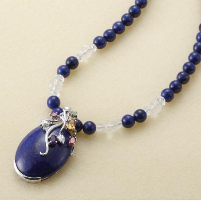 ふるさと納税 和泉市 ラピスラズリのオーバル型宝石ネックレス |  | 01