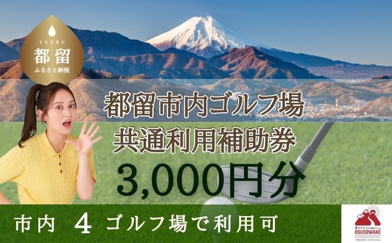 
            山梨県都留市内ゴルフ場共通利用券【3,000円分】｜山梨 富士山 ゴルフ golf 補助券 チケット ゴルフプレー券 ゴルフ場利用券
          