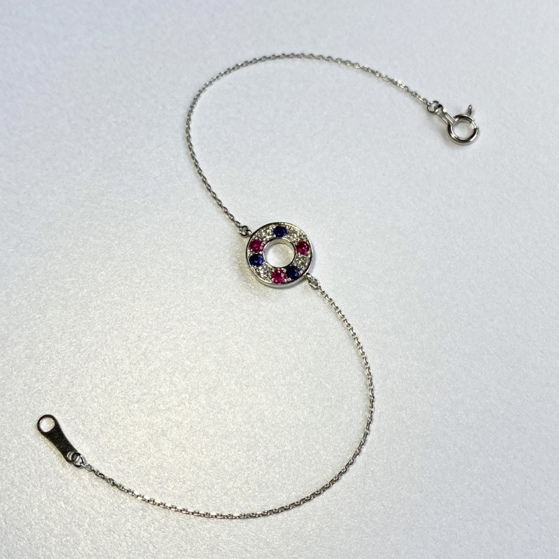 PT900　ルビー　サファイヤ　ダイヤモンド　サークルブレスレット　K051130-H