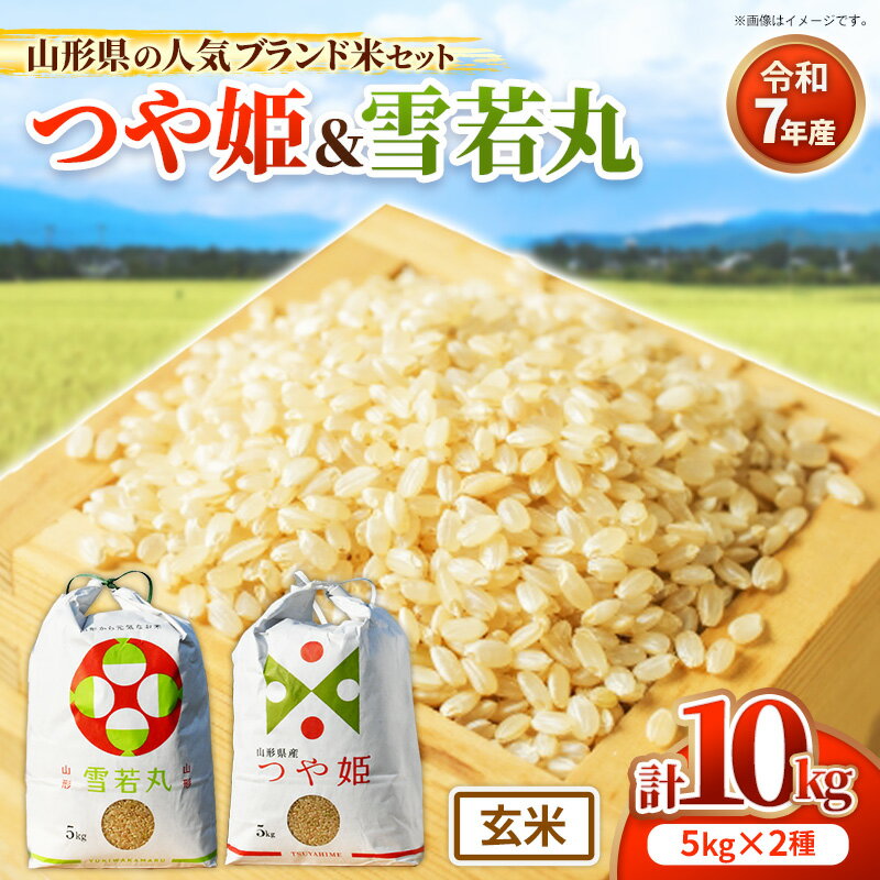 【ふるさと納税】人気のブランド米 つや姫、雪若丸 玄米セット（つや姫、雪若丸 各5kg）（飯豊町産）(R7年産）