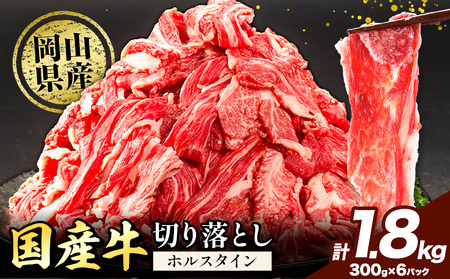 牛肉 肉 国産牛 切り落とし ホルスタイン 大容量 小分け 1.8kg(300g×6)《30日以内に出荷予定(土日祝除く)》牛肉 岡山県産 岡山県 矢掛市 お肉 にく カレー 牛丼