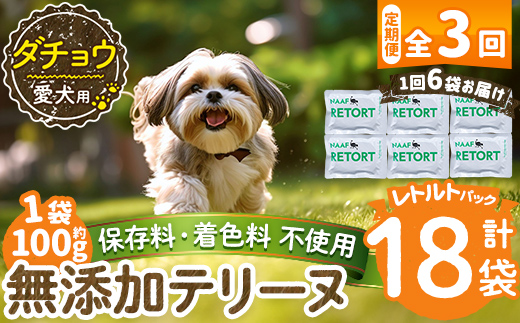 a1090-G 【3回定期便】＜保存料・着色料 不使用＞愛犬用無添加テリーヌ レトルトパック ダチョウテリーヌ6袋×3回(1袋約100g・合計約1.8kg)【Nフードサービス】姶良市 ダチョウ テリー