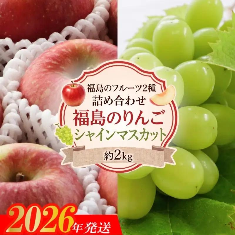 No.3395アグリード 福島のフルーツ2種詰め合わせ（りんごとシャインマスカット）約2kg【2026年発送】